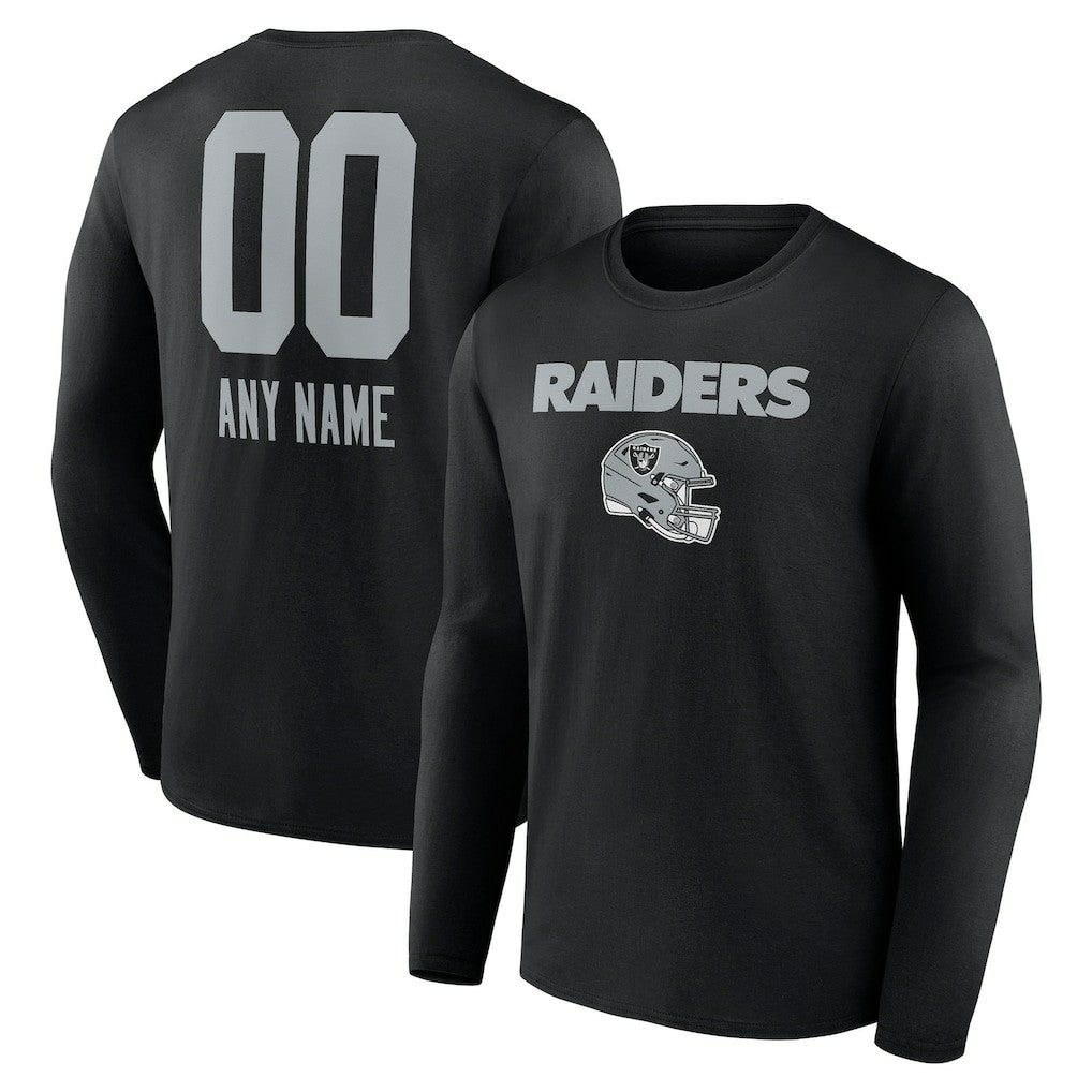 Las Vegas Raiders Personalized Name & Number Team Wordmark Long Sleeve T-Shirt - Black cheap