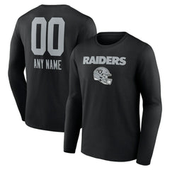 Las Vegas Raiders Personalized Name & Number Team Wordmark Long Sleeve T-Shirt - Black cheap