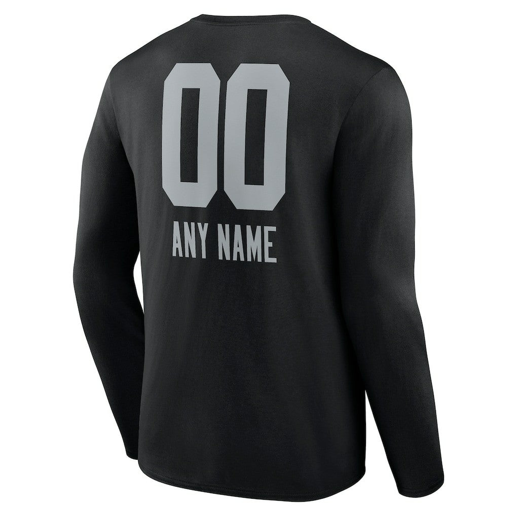 Las Vegas Raiders Personalized Name & Number Team Wordmark Long Sleeve T-Shirt - Black cheap