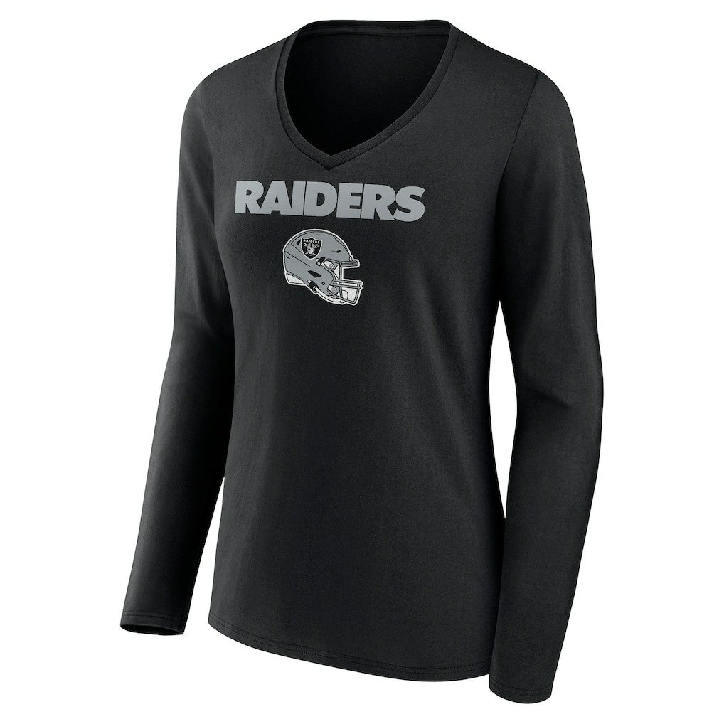 Las Vegas Raiders Women's Personalized Name & Number Team Wordmark Long Sleeve V-Neck T-Shirt - Black online