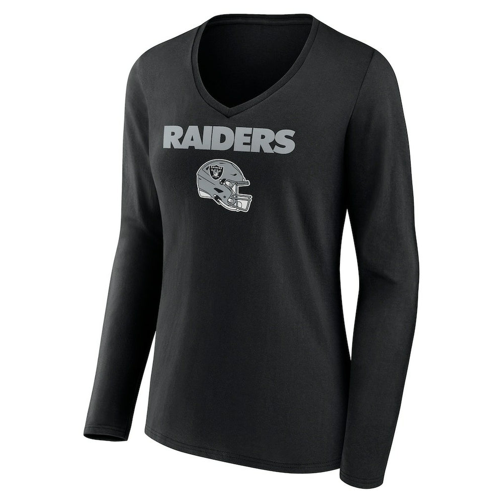 Las Vegas Raiders Women's Personalized Name & Number Team Wordmark Long Sleeve V-Neck T-Shirt - Black online