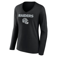 Las Vegas Raiders Women's Personalized Name & Number Team Wordmark Long Sleeve V-Neck T-Shirt - Black online
