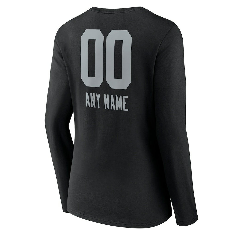 Las Vegas Raiders Women's Personalized Name & Number Team Wordmark Long Sleeve V-Neck T-Shirt - Black online