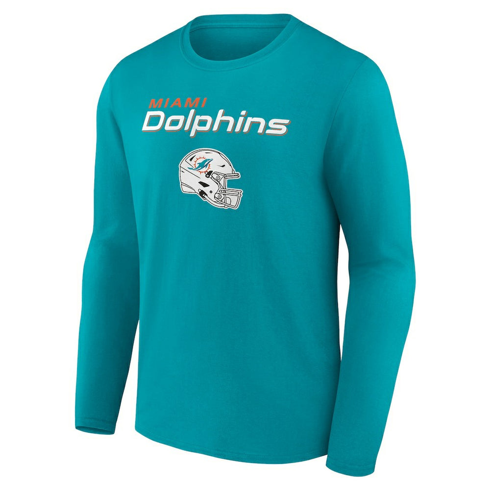 Miami Dolphins Personalized Name & Number Team Wordmark Long Sleeve T-Shirt - Aqua on sale