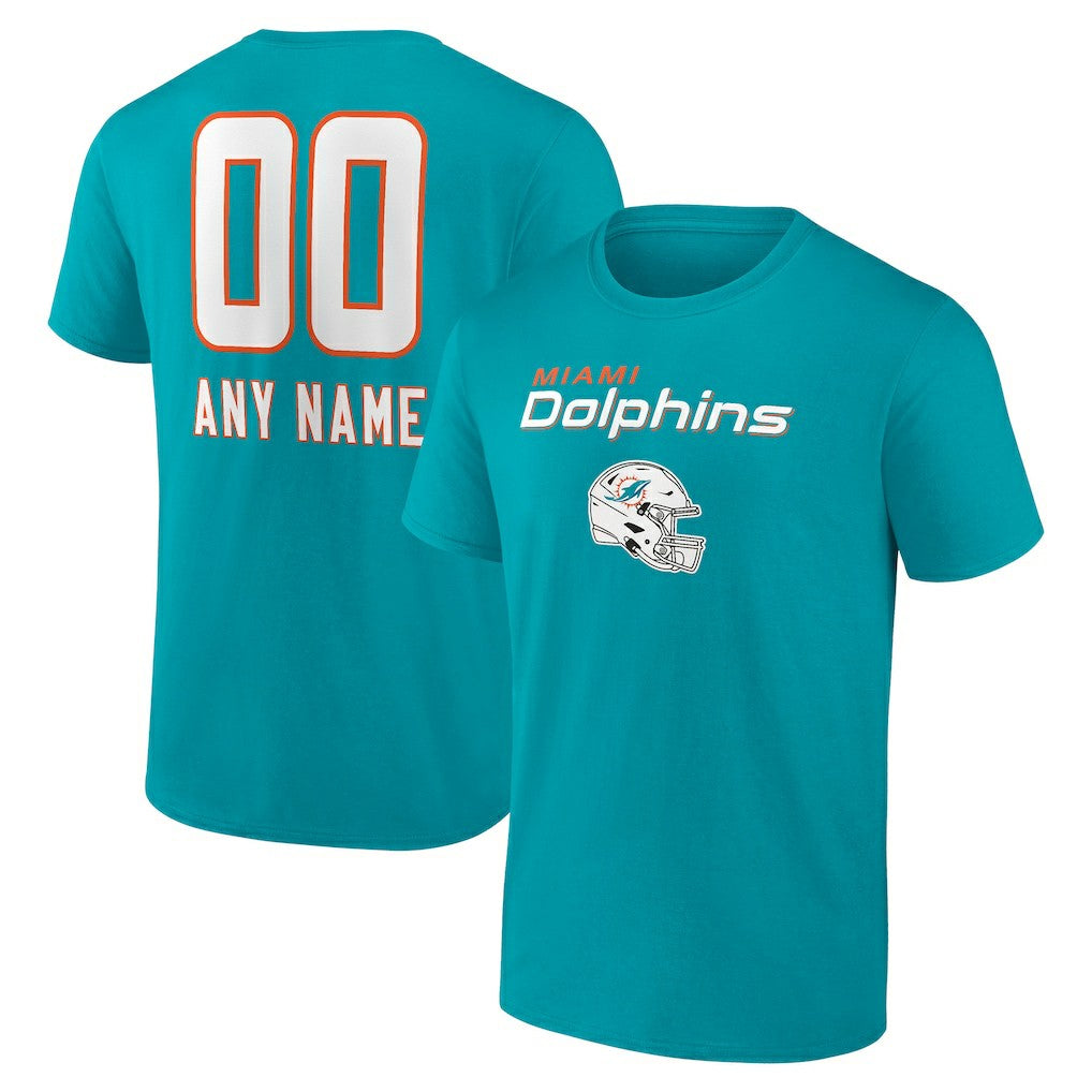 Miami Dolphins Personalized Name & Number Team Wordmark T-Shirt - Aqua on sale