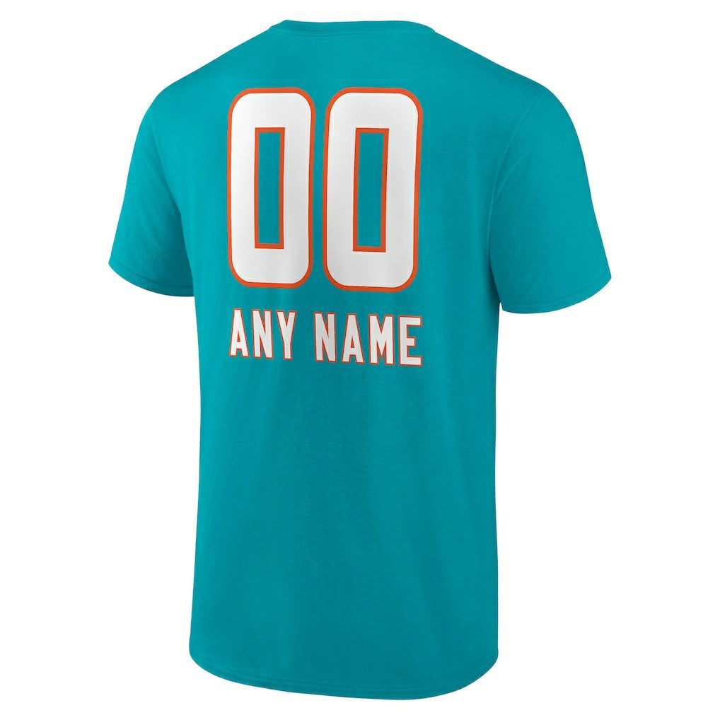 Miami Dolphins Personalized Name & Number Team Wordmark T-Shirt - Aqua on sale