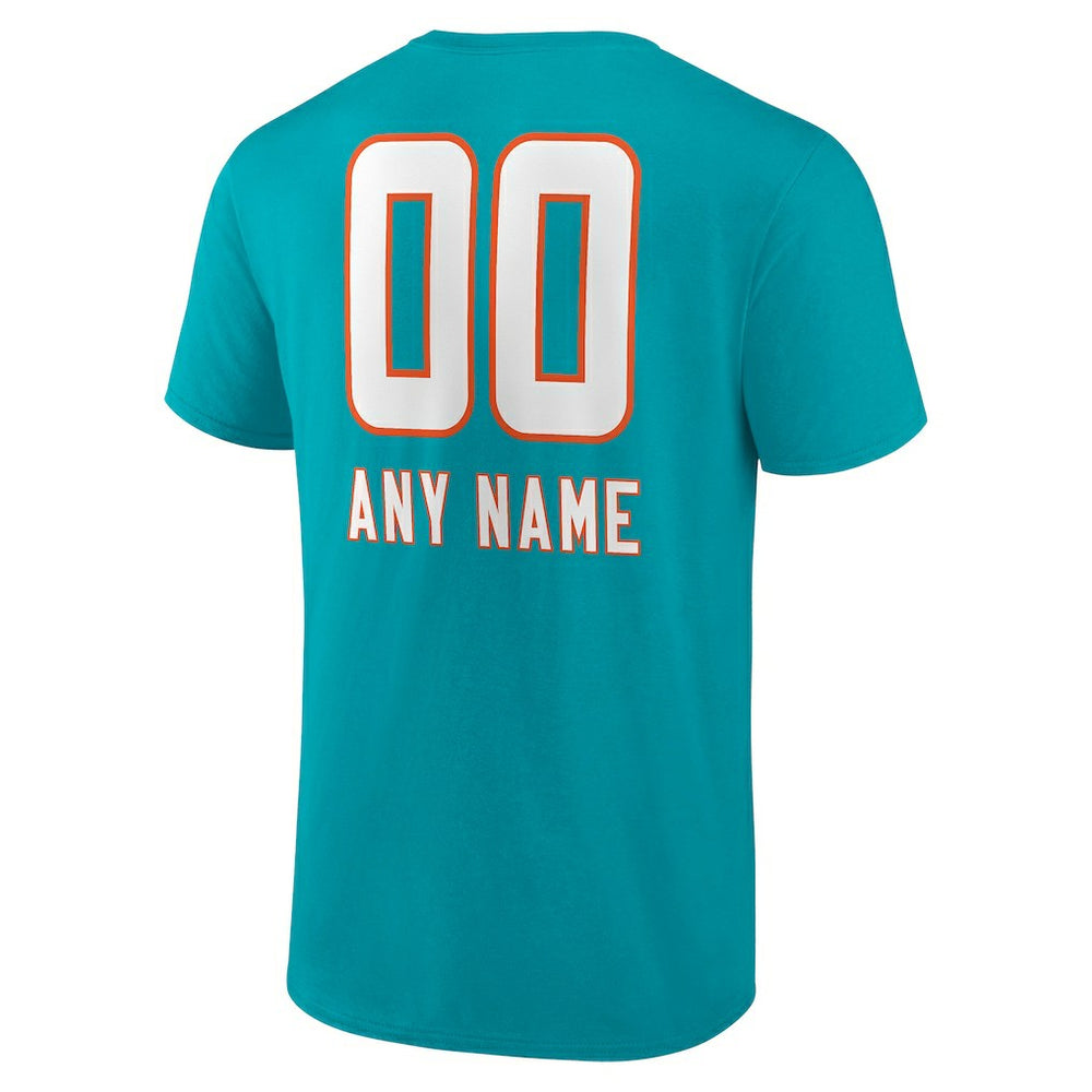 Miami Dolphins Personalized Name & Number Team Wordmark T-Shirt - Aqua on sale