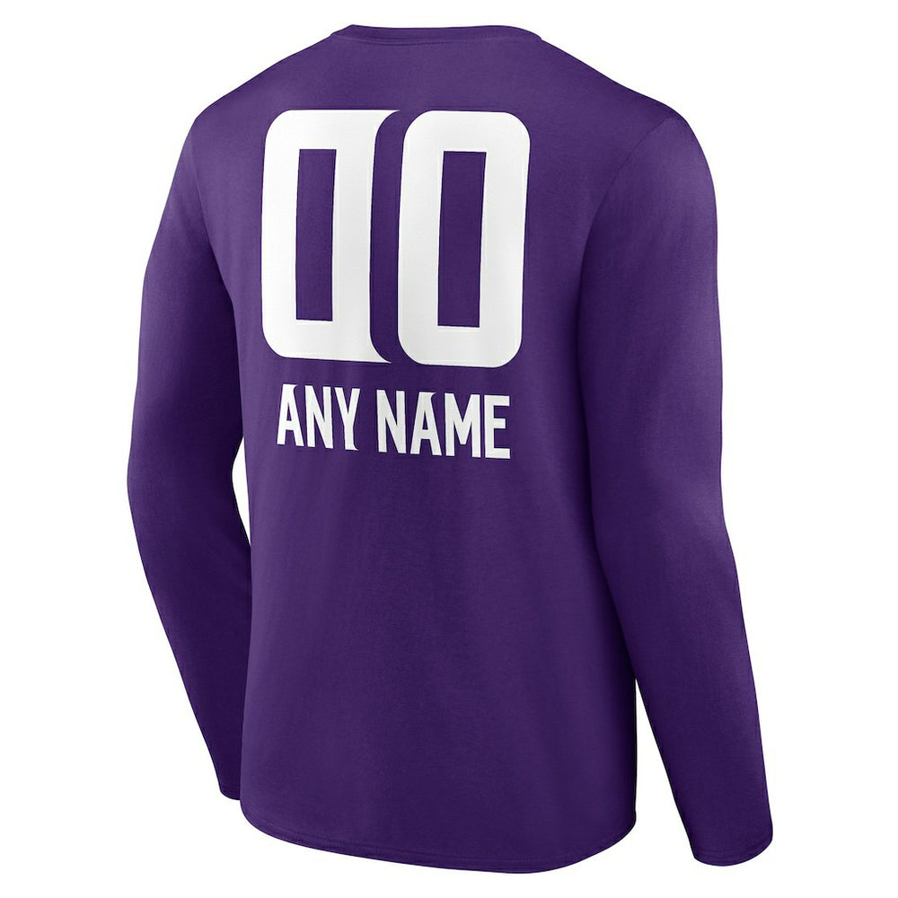 Minnesota Vikings Personalized Name & Number Team Wordmark Long Sleeve T-Shirt - Purple outlet