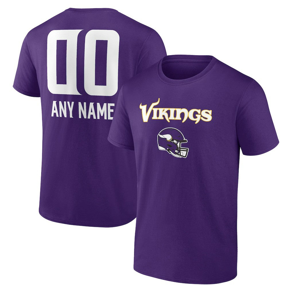 Minnesota Vikings Personalized Name & Number Team Wordmark T-Shirt - Purple for sale
