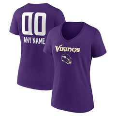 Minnesota Vikings Women's Personalized Name & Number Team Wordmark V-Neck T-Shirt - Purple cheap