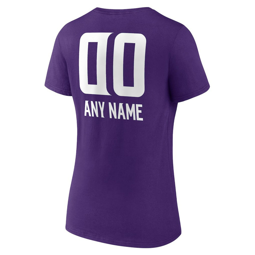 Minnesota Vikings Women's Personalized Name & Number Team Wordmark V-Neck T-Shirt - Purple cheap
