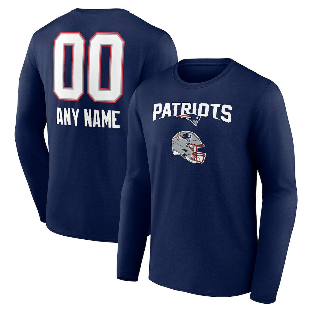 New England Patriots Personalized Name & Number Team Wordmark Long Sleeve T-Shirt - Navy online