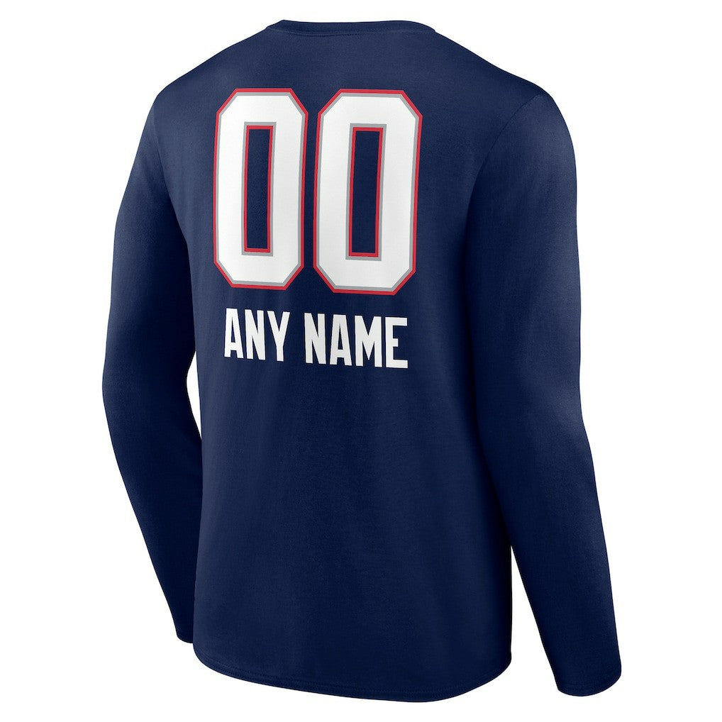 New England Patriots Personalized Name & Number Team Wordmark Long Sleeve T-Shirt - Navy online