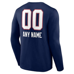 New England Patriots Personalized Name & Number Team Wordmark Long Sleeve T-Shirt - Navy online