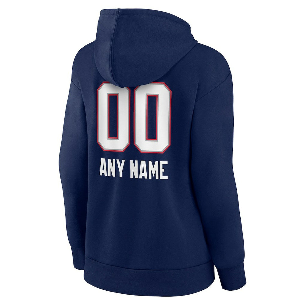 New England Patriots Women's Personalized Name & Number Team Wordmark Pullover Hoodie - Navy online