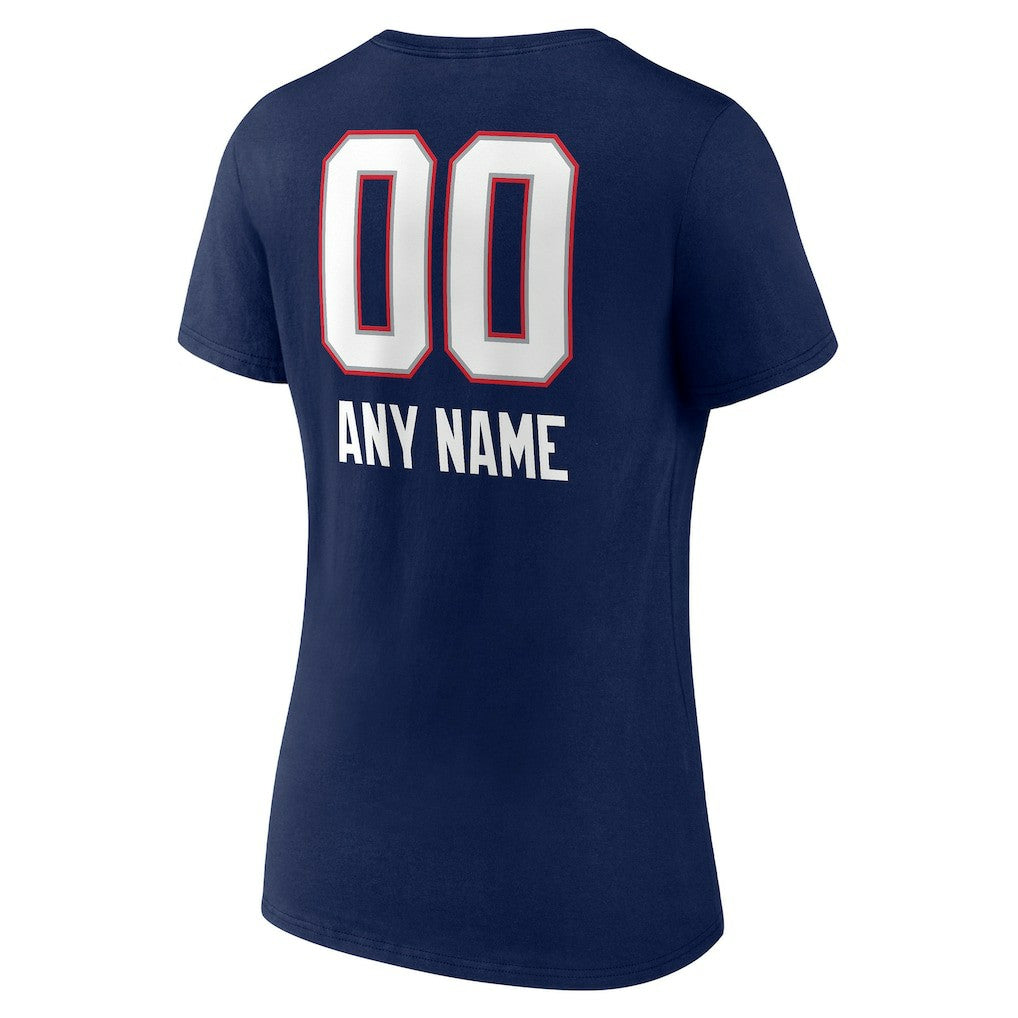 New England Patriots Women's Personalized Name & Number Team Wordmark V-Neck T-Shirt - Navy discount
