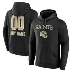 New Orleans Saints Personalized Name & Number Team Wordmark Pullover Hoodie - Black sale