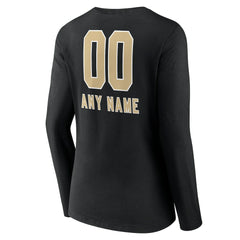 New Orleans Saints Women's Personalized Name & Number Team Wordmark Long Sleeve V-Neck T-Shirt - Black cheap