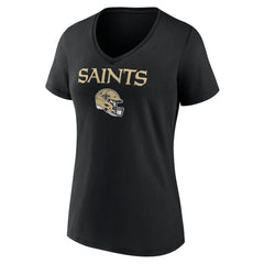 New Orleans Saints Women's Personalized Name & Number Team Wordmark V-Neck T-Shirt - Black sale