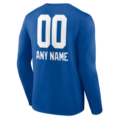 New York Giants Personalized Name & Number Team Wordmark Long Sleeve T-Shirt - Royal for sale