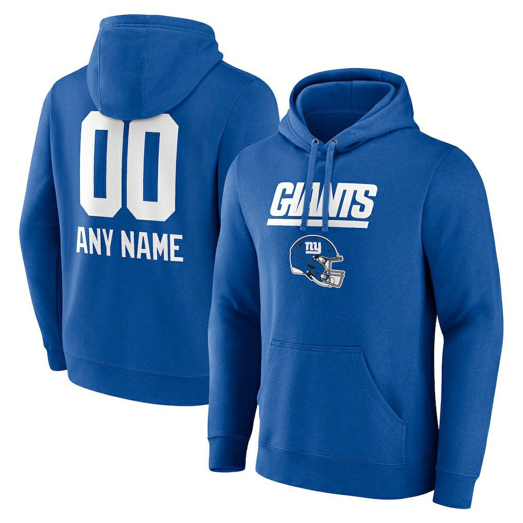 New York Giants Personalized Name & Number Team Wordmark Pullover Hoodie - Royal discount