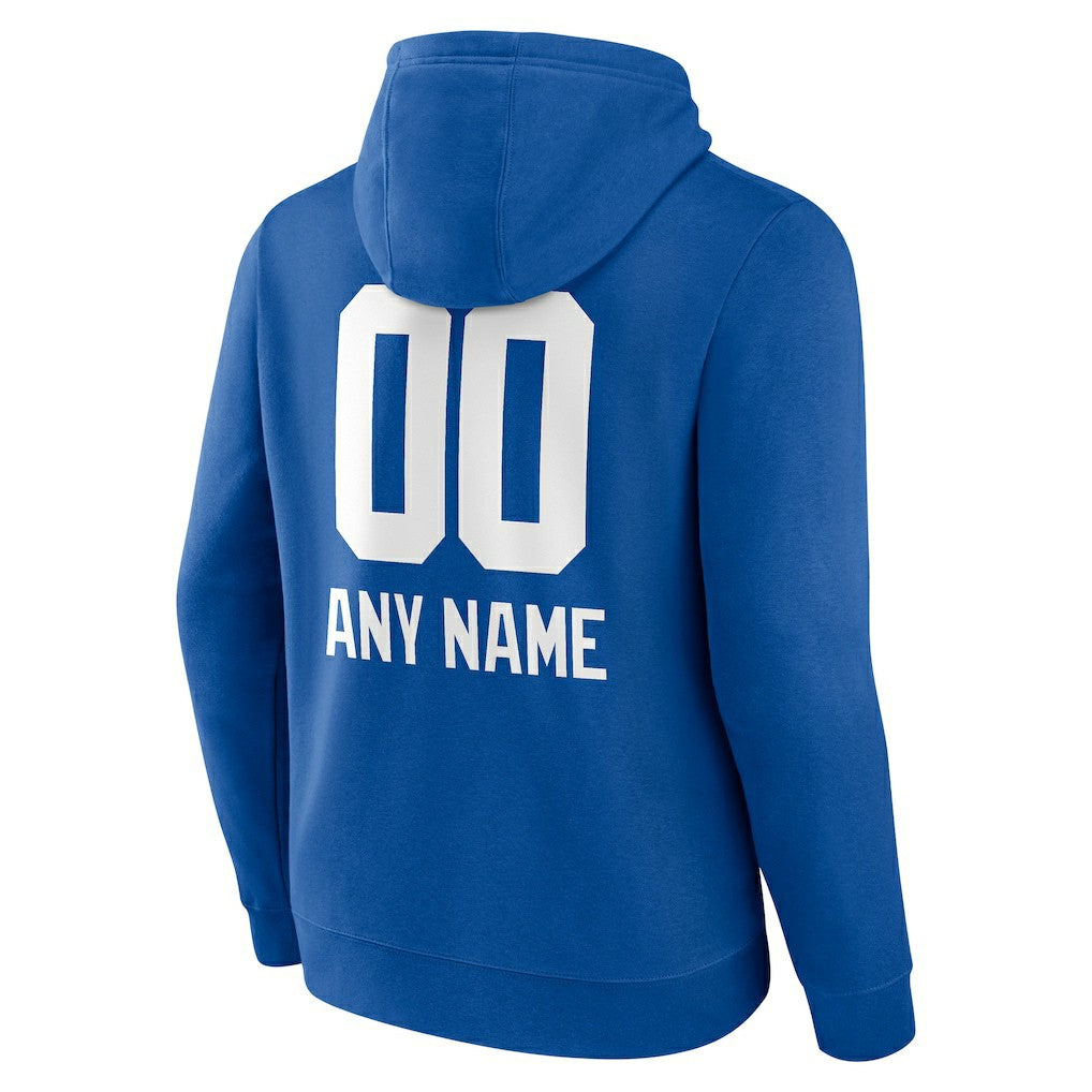 New York Giants Personalized Name & Number Team Wordmark Pullover Hoodie - Royal discount