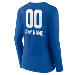 New York Giants Women's Personalized Name & Number Team Wordmark Long Sleeve V-Neck T-Shirt - Royal cheap