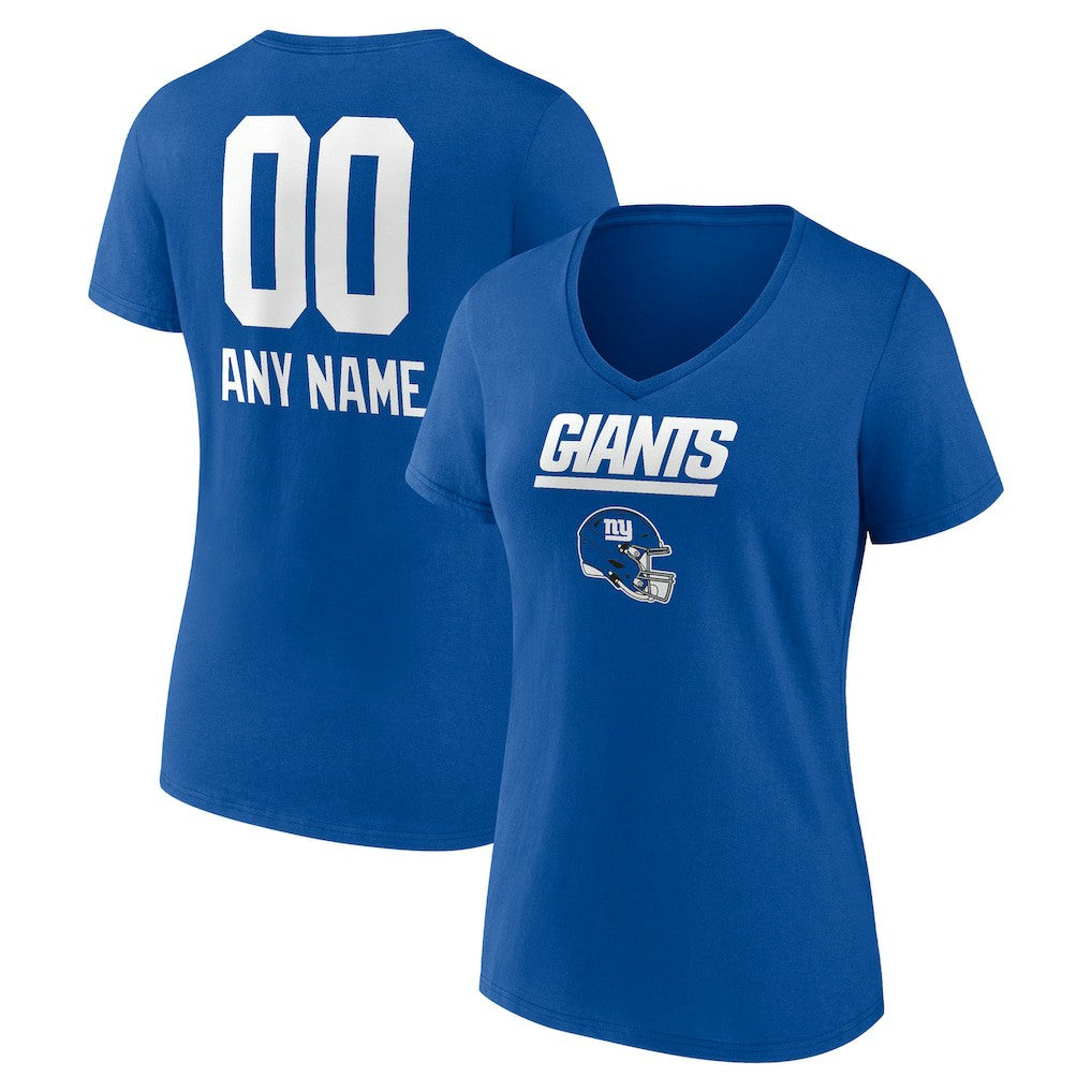 New York Giants Women's Personalized Name & Number Team Wordmark V-Neck T-Shirt - Royal online
