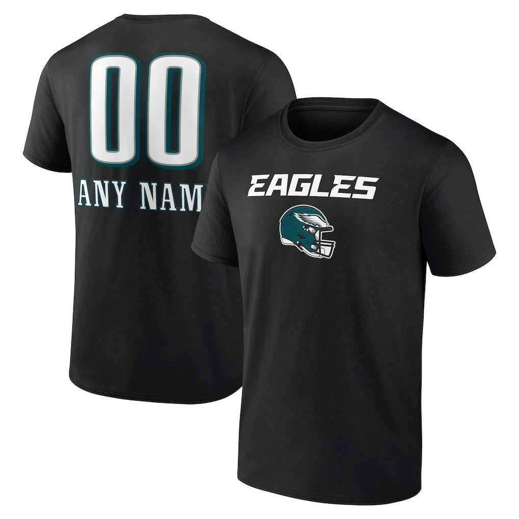 Philadelphia Eagles Personalized Name & Number Team Wordmark T-Shirt - Black cheap