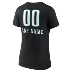 Philadelphia Eagles Women's Personalized Name & Number Team Wordmark V-Neck T-Shirt - Black for sale