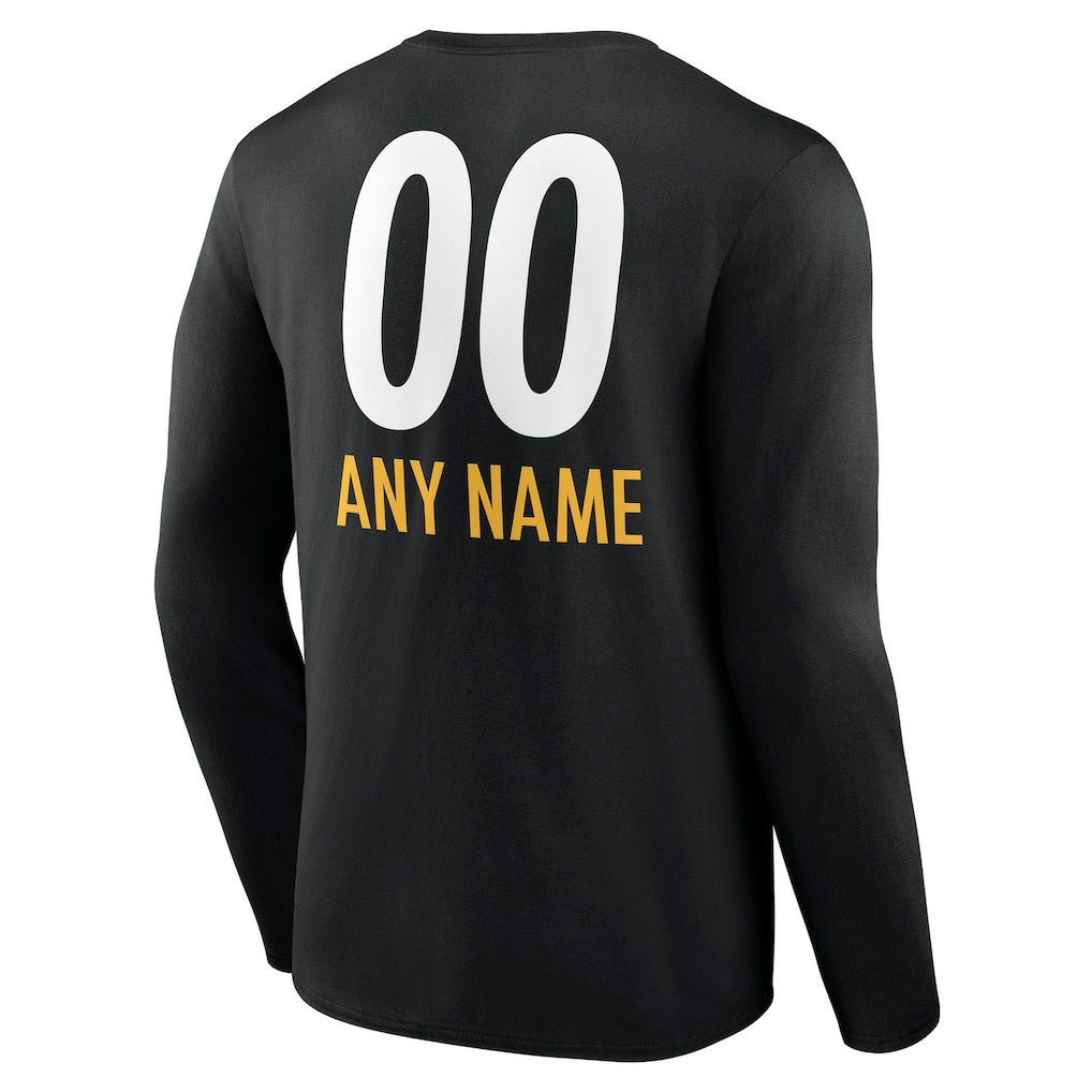Pittsburgh Steelers Personalized Name & Number Team Wordmark Long Sleeve T-Shirt - Black online