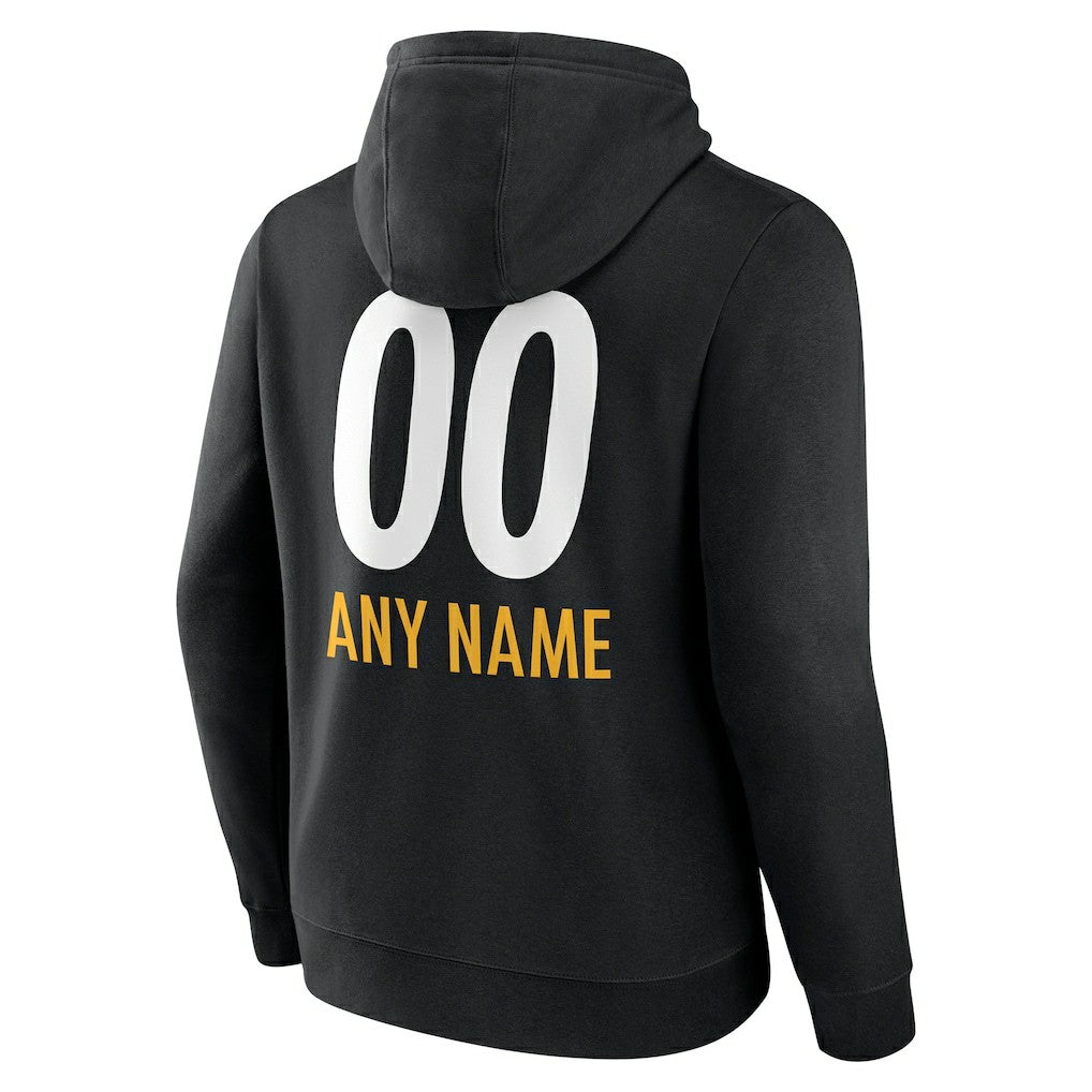 Pittsburgh Steelers Personalized Name & Number Team Wordmark Pullover Hoodie - Black on sale