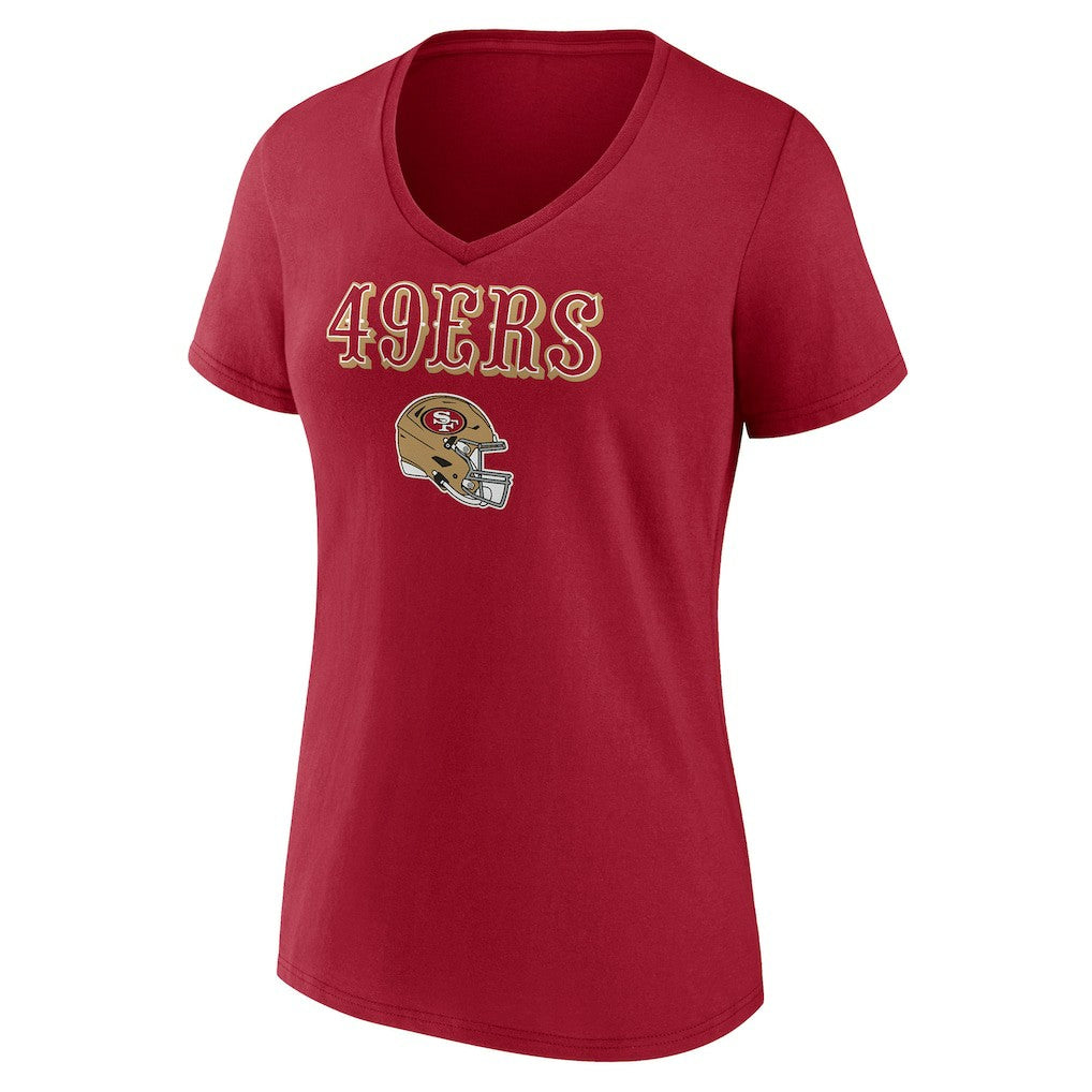 San Francisco 49ers Women's Personalized Name & Number Team Wordmark V-Neck T-Shirt - Scarlet on sale