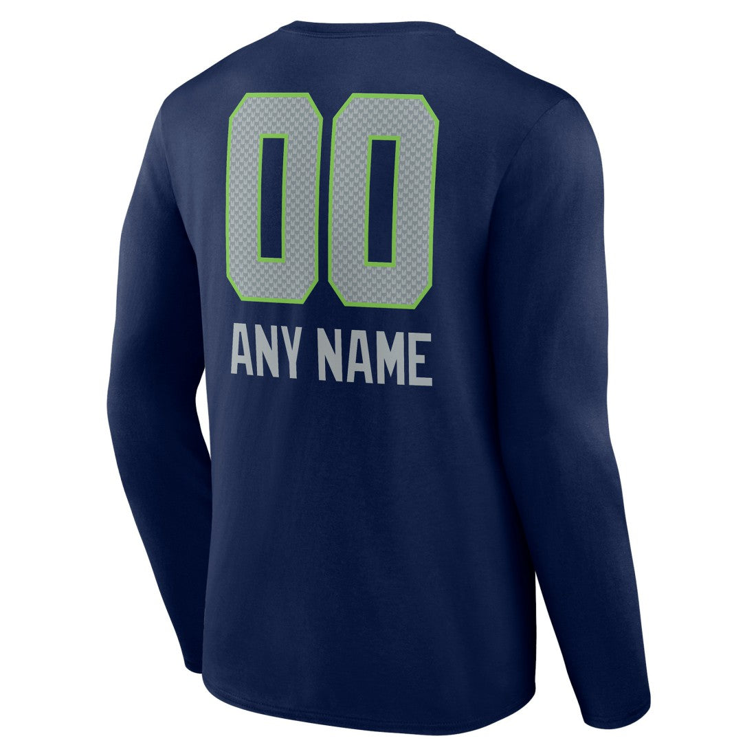 Seattle Seahawks Personalized Name & Number Team Wordmark Long Sleeve T-Shirt - College Navy discount