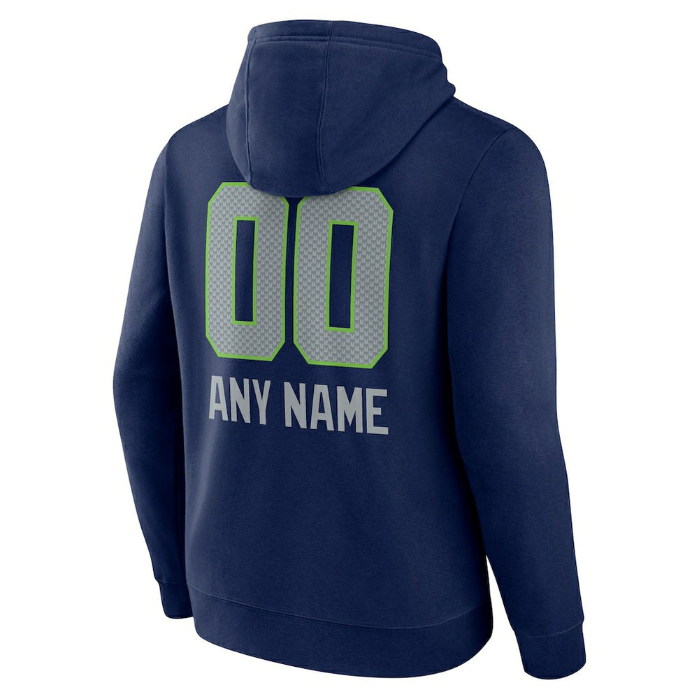 Seattle Seahawks Personalized Name & Number Team Wordmark Pullover Hoodie - College Navy discount