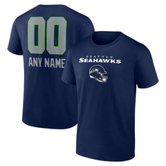 Seattle Seahawks Personalized Name & Number Team Wordmark T-Shirt - College Navy for sale