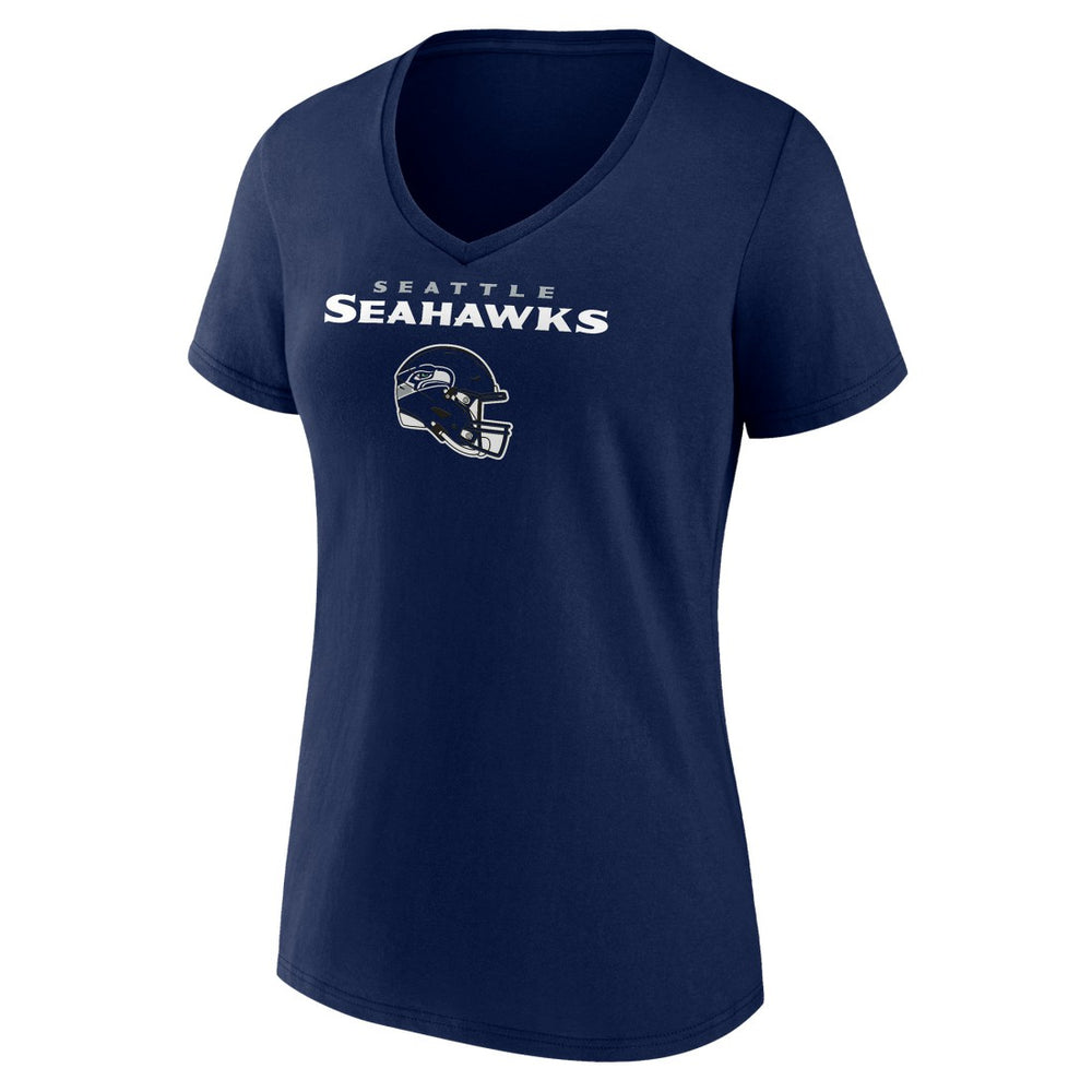 Seattle Seahawks Women's Personalized Name & Number Team Wordmark V-Neck T-Shirt - College Navy for sale
