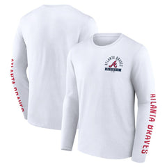 Atlanta Braves Press Box Long Sleeve T-Shirt White
