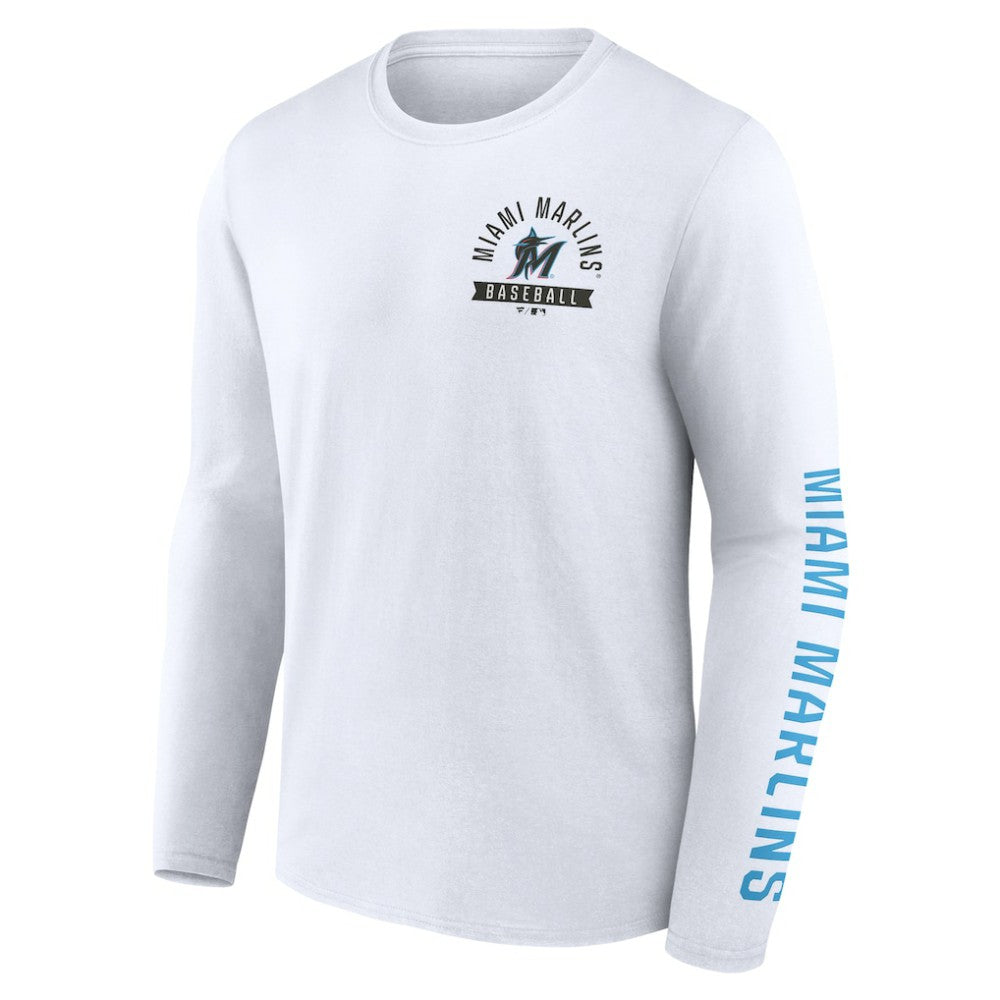 Miami Marlins Press Box Long Sleeve T-Shirt White