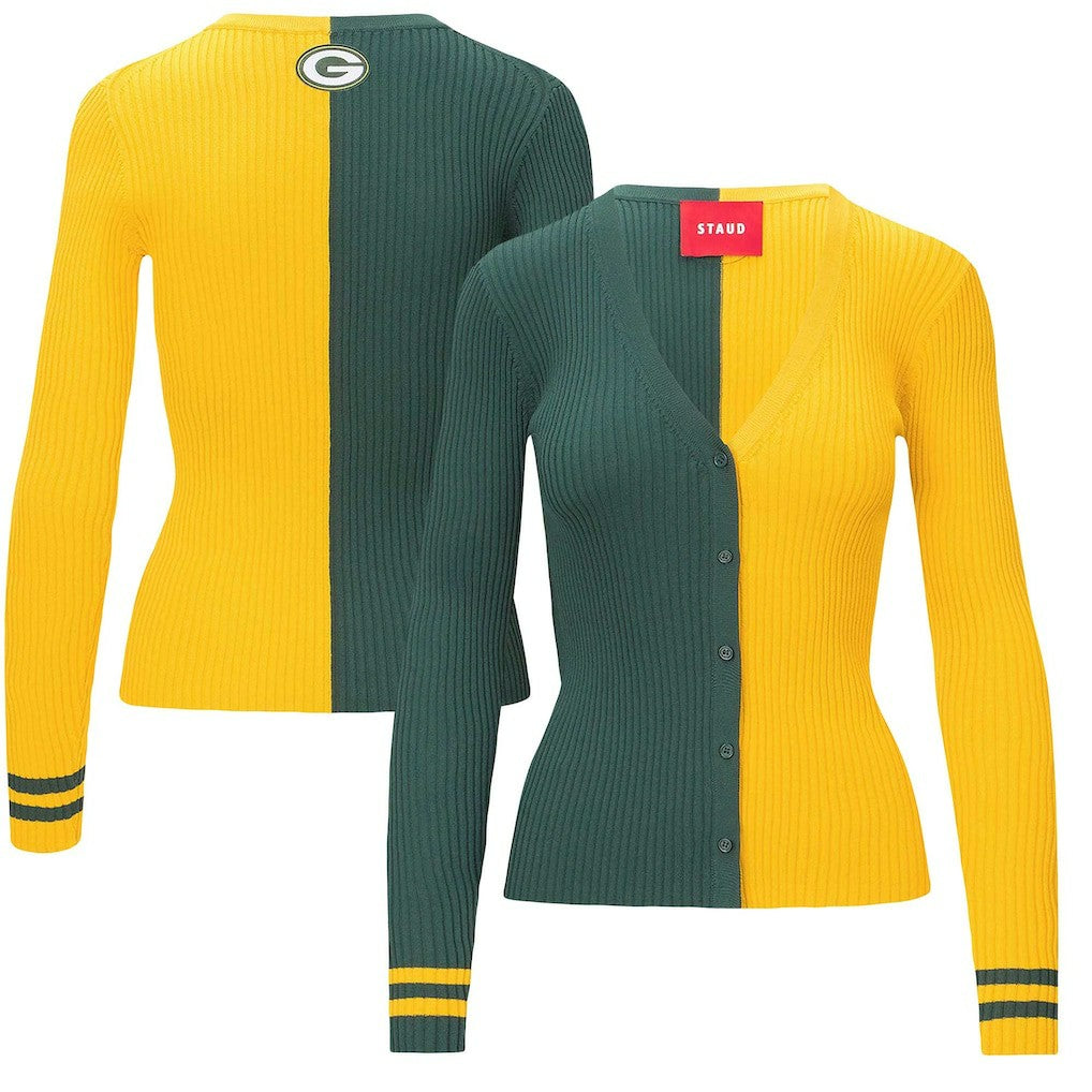Green Bay Packers STAUD Women's Cargo Sweater - Green/Gold on sale
