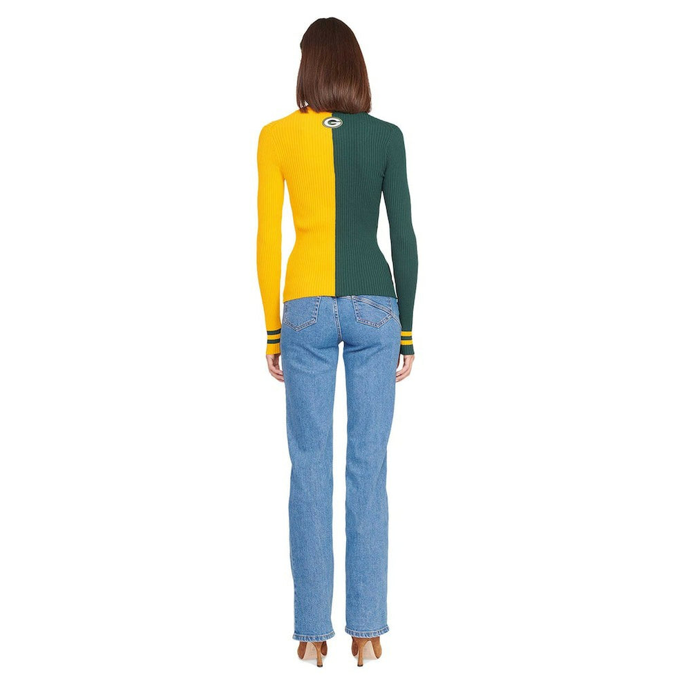 Green Bay Packers STAUD Women's Cargo Sweater - Green/Gold on sale