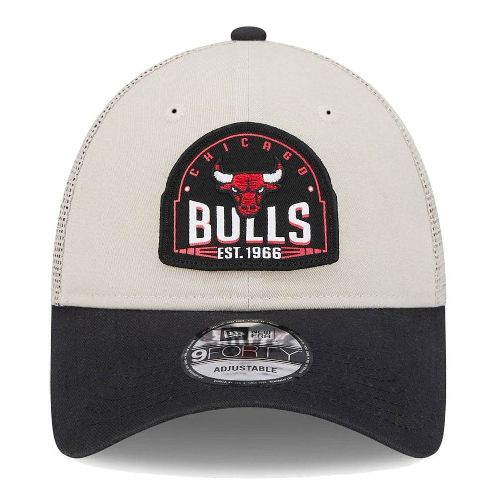 Chicago Bulls Throwback Patch Trucker 9FORTY Adjustable Hat - Khaki/Black discount