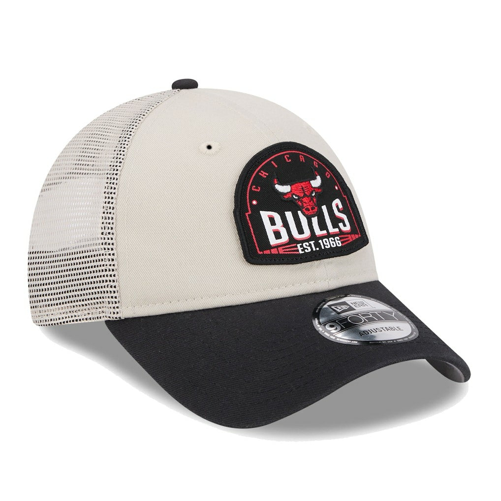 Chicago Bulls Throwback Patch Trucker 9FORTY Adjustable Hat - Khaki/Black discount