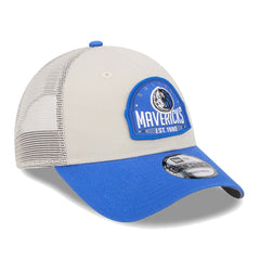 Dallas Mavericks Throwback Patch Trucker 9FORTY Adjustable Hat sale - Khaki/Blue discount