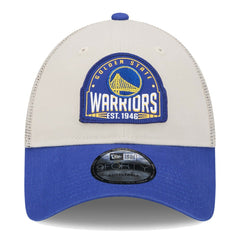 Golden State Warriors Throwback Patch Trucker 9FORTY Adjustable Hat sale - Khaki/Royal outlet
