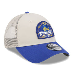 Golden State Warriors Throwback Patch Trucker 9FORTY Adjustable Hat sale - Khaki/Royal outlet