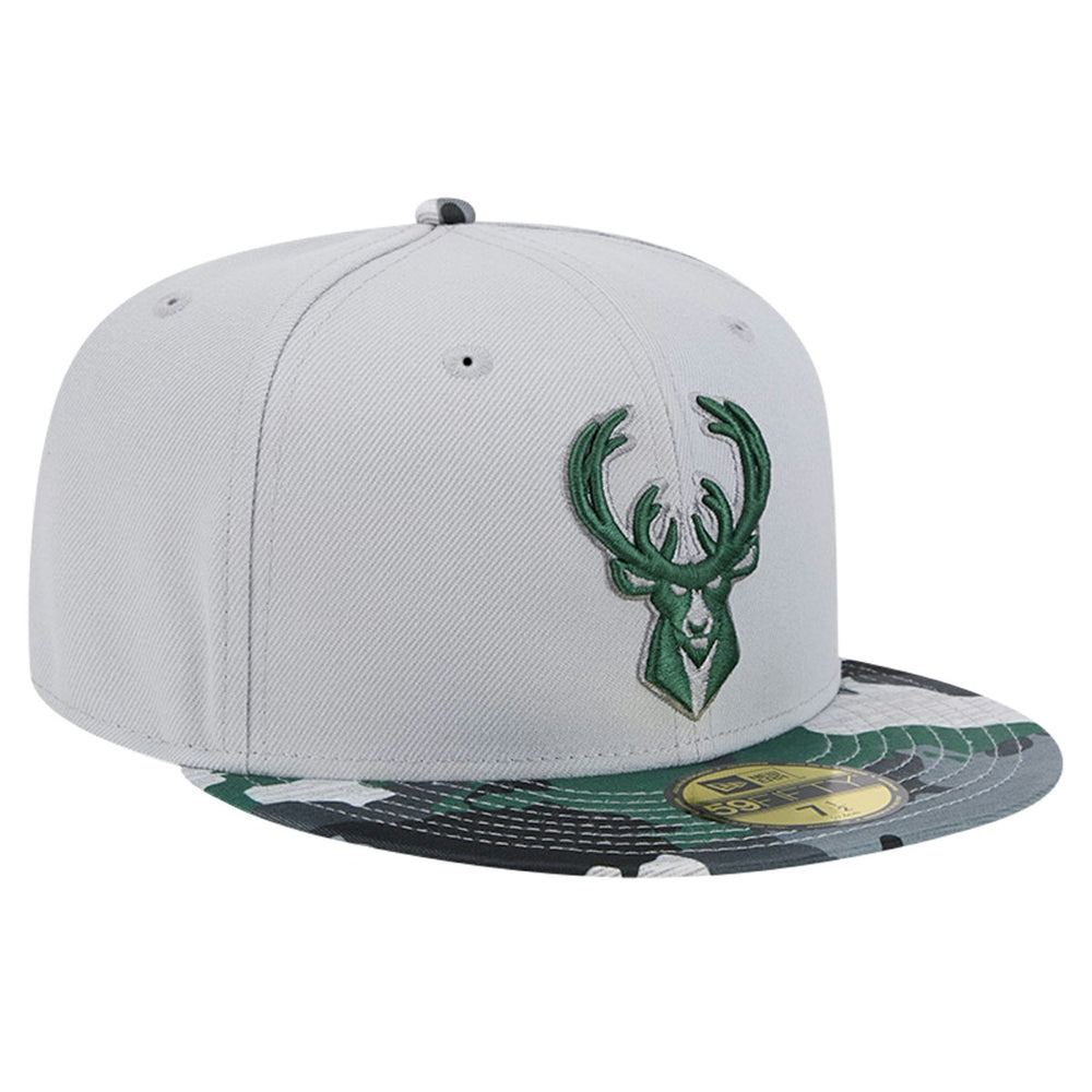 Milwaukee Bucks Active Color Camo Visor 59FIFTY Fitted Hat - Gray outlet