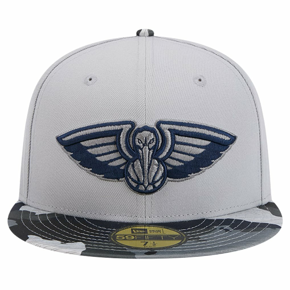 New Orleans Pelicans Active Color Camo Visor 59FIFTY Fitted Hat - Gray sale
