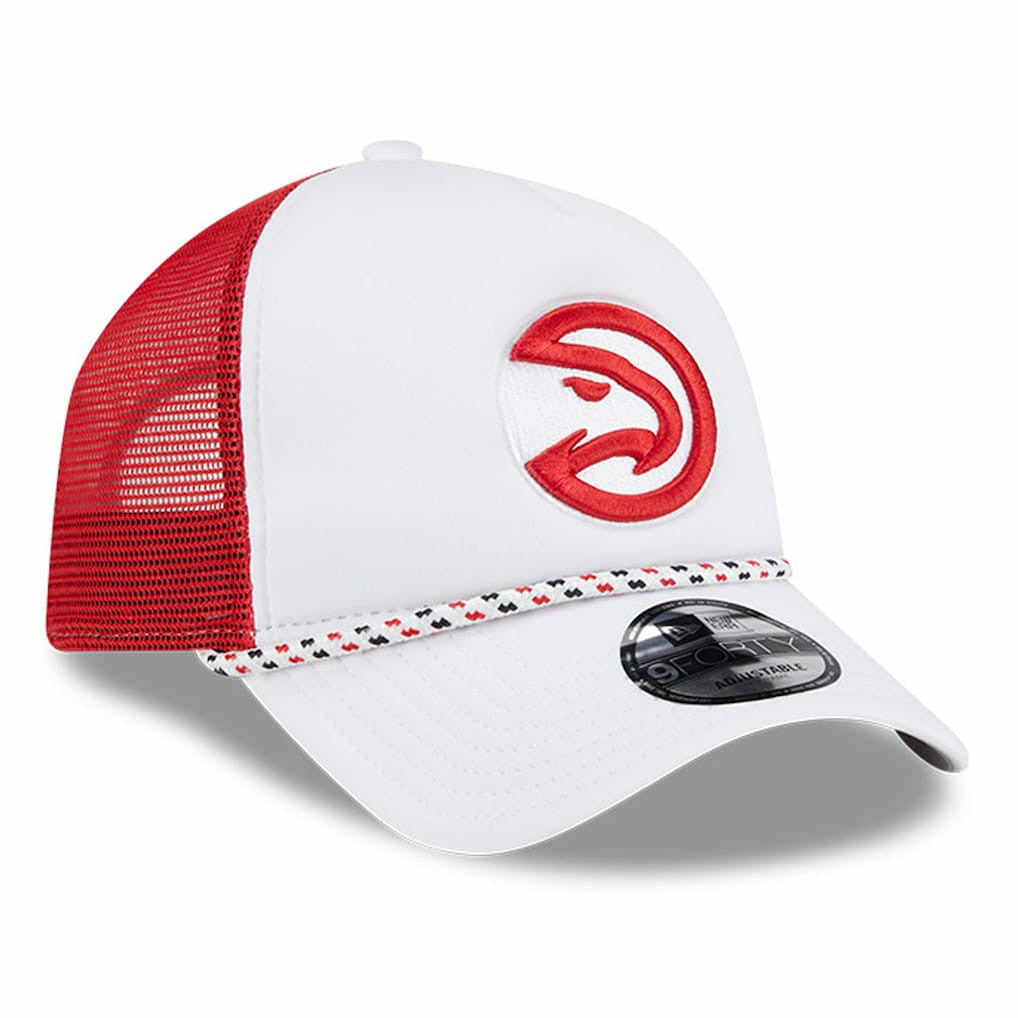 Atlanta Hawks Court Sport Foam A-Frame 9FORTY Adjustable Trucker Hat - White/Red for sale