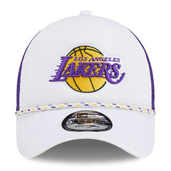 Los Angeles Lakers Court Sport Foam A-Frame 9FORTY Adjustable Trucker Hat - White/Purple online